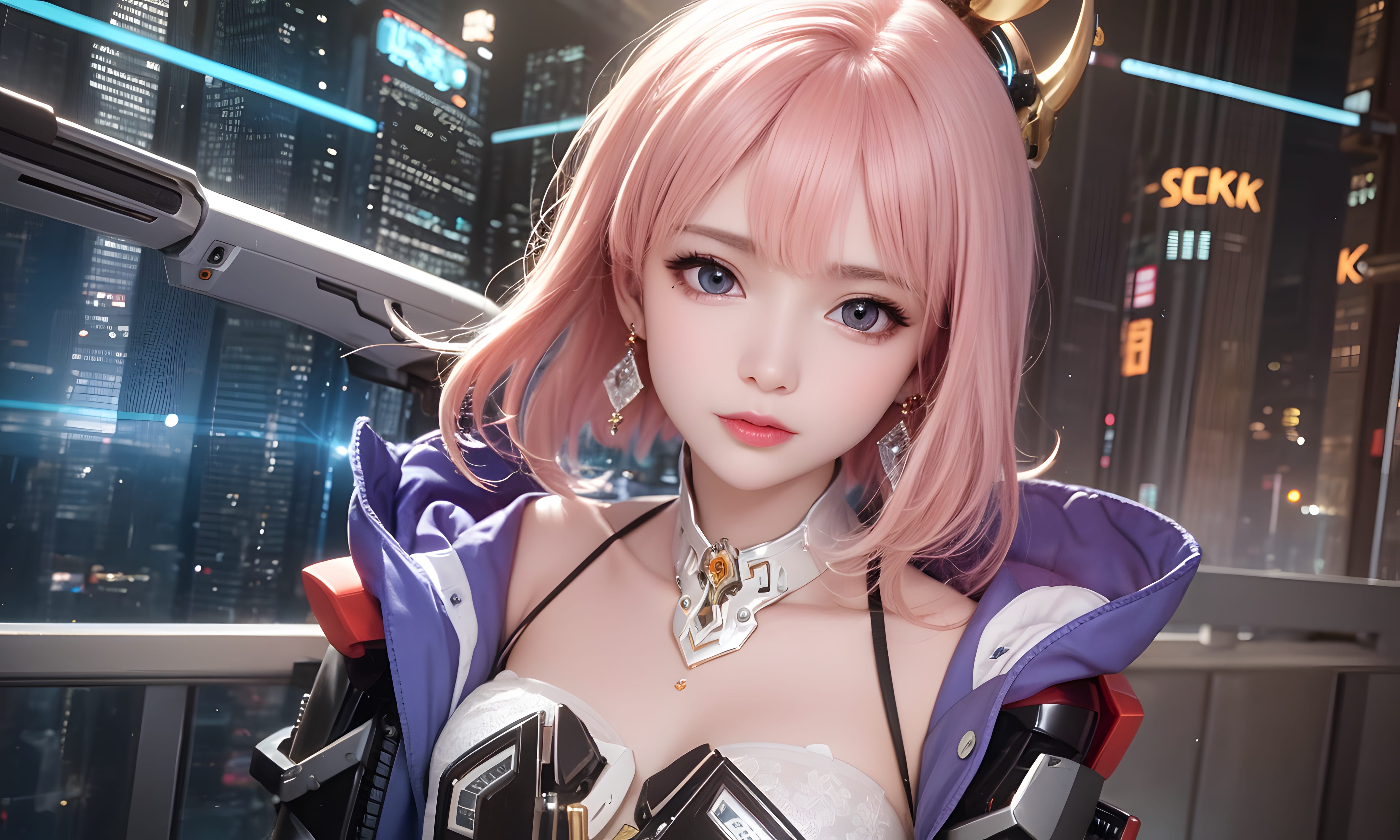 Mecha Girl 4k167p AI Mecha Girl Painting Wallpaper High quality Cyberpunk women (122)