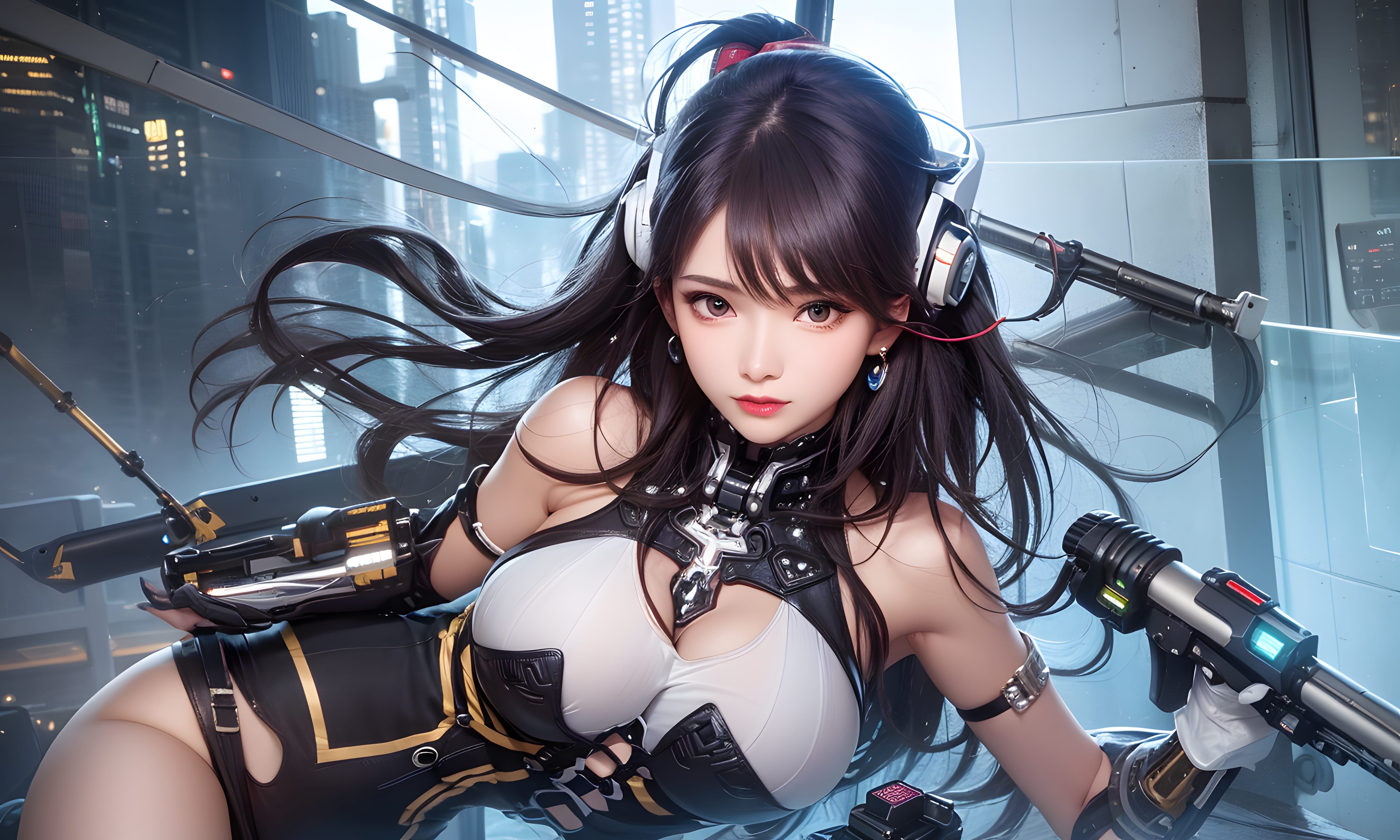 Mecha Girl 4k167p AI Mecha Girl Painting Wallpaper High quality Cyberpunk women (129)