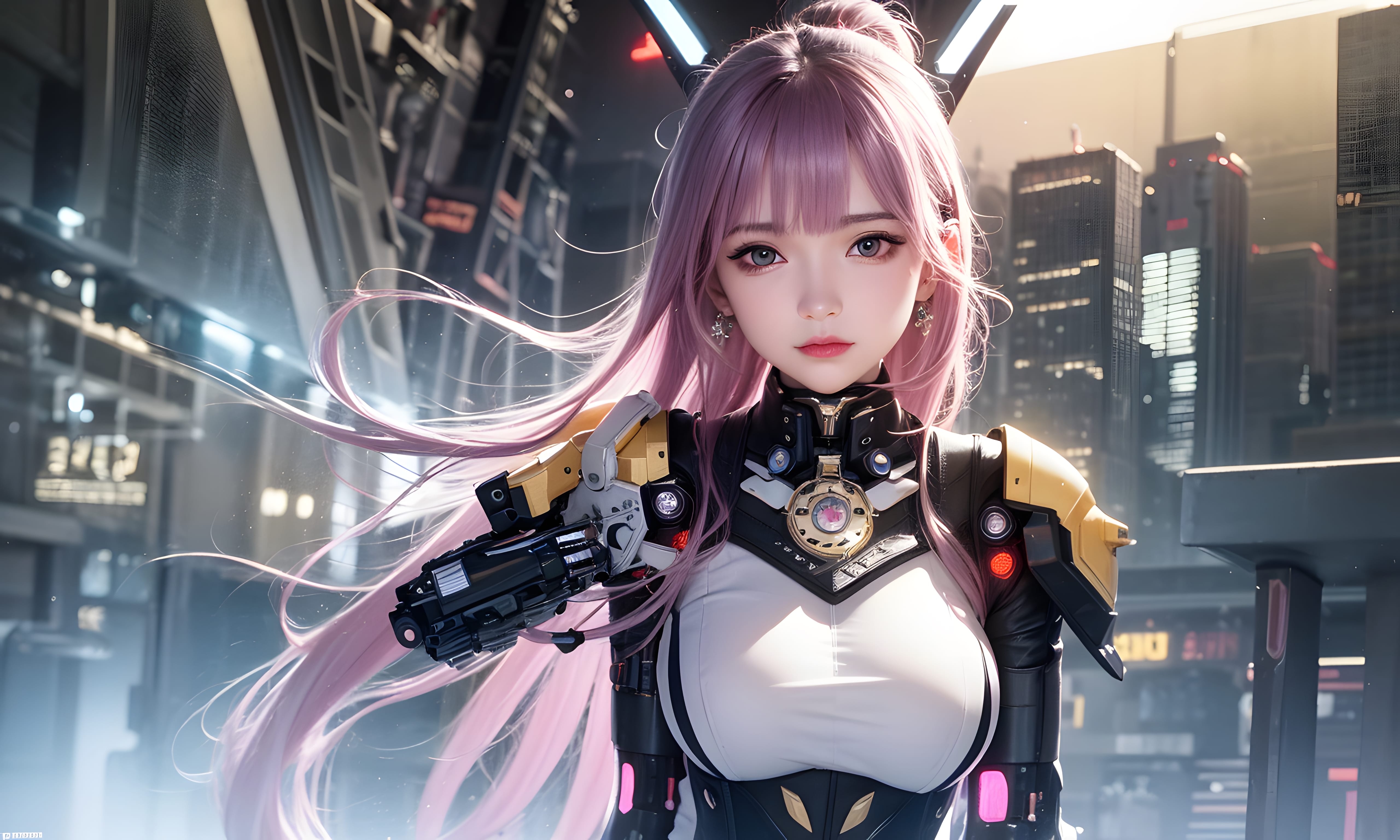 Mecha Girl 4k167p AI Mecha Girl Painting Wallpaper High quality Cyberpunk women (131)