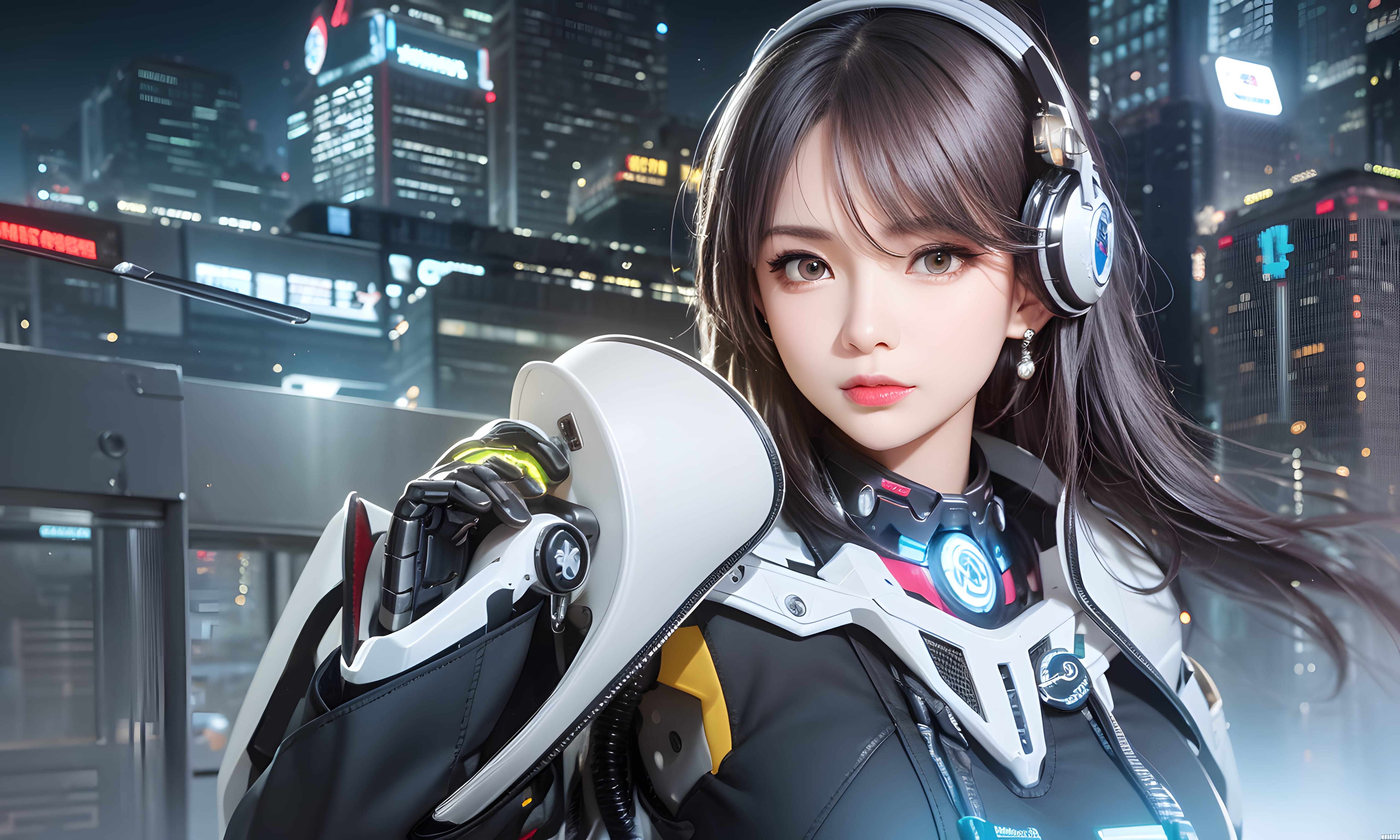 Mecha Girl 4k167p AI Mecha Girl Painting Wallpaper High quality Cyberpunk women (130)