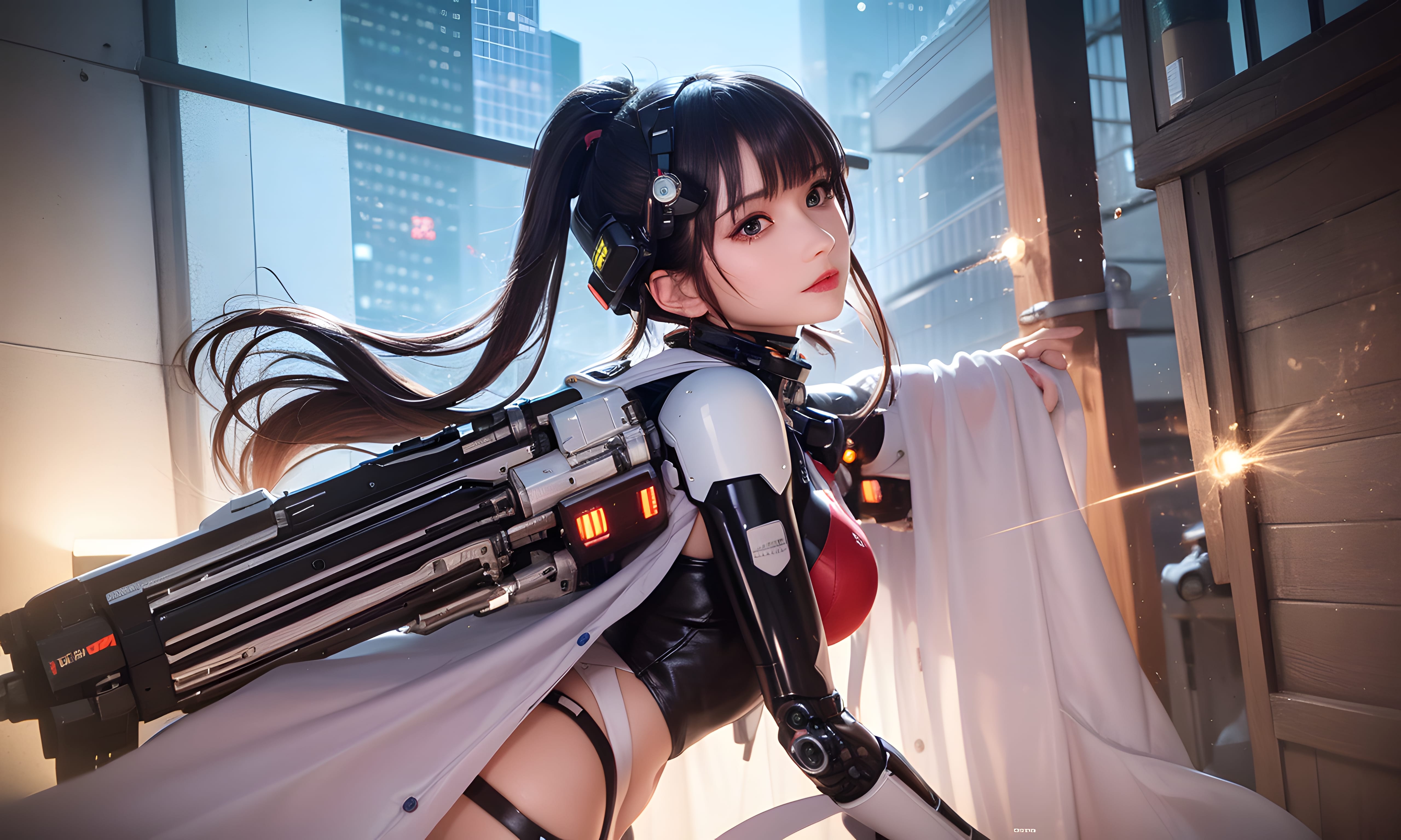 Mecha Girl 4k167p AI Mecha Girl Painting Wallpaper High quality Cyberpunk women (127)